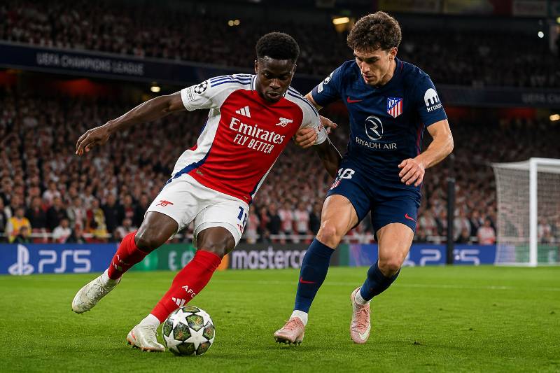 Spielszene zwischen dem FC Arsenal und Atlético Madrid im Emirates Stadium