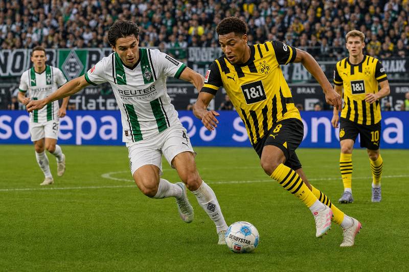 Spielszene zwischen Borussia Mönchengladbach und Borussia Dortmund im Borussia-Park